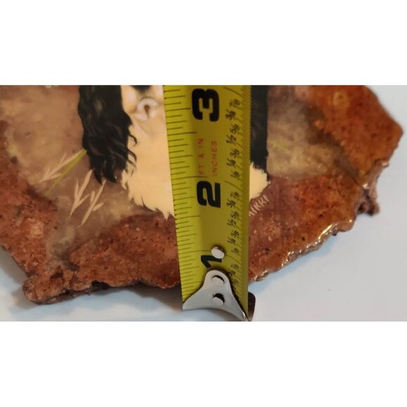 Hand Painted Agate Slab Art Of English Springer Spaniel Portrait 8x7" Signed - Picture 9 of 11